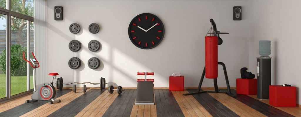 gym clock and exercise machines