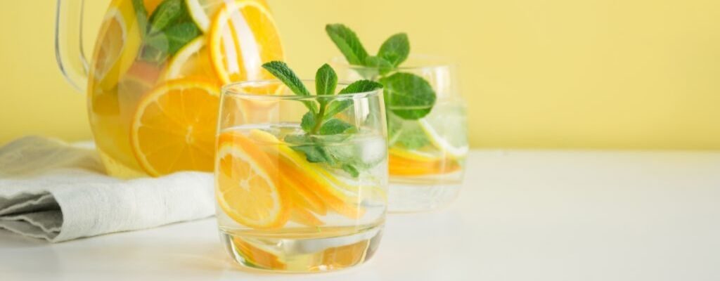 lemon water in a glass cup