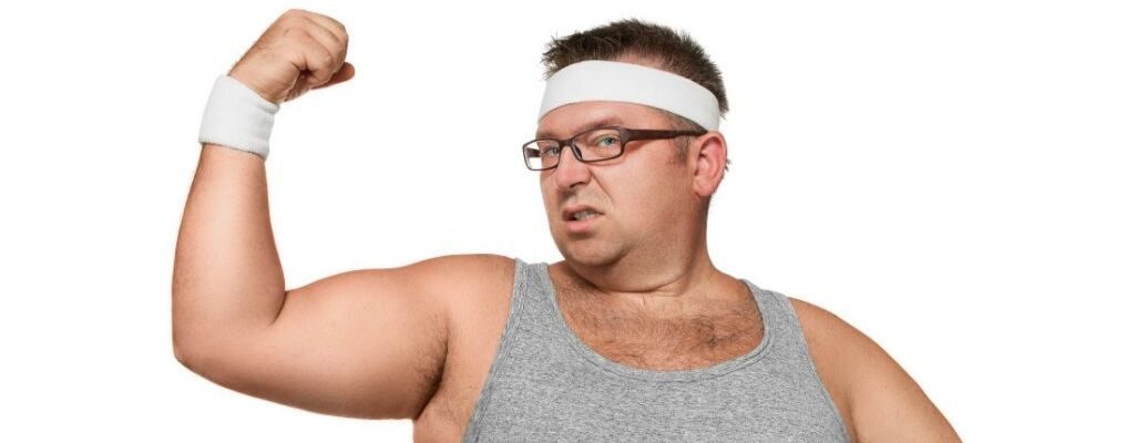 man flexing biceps