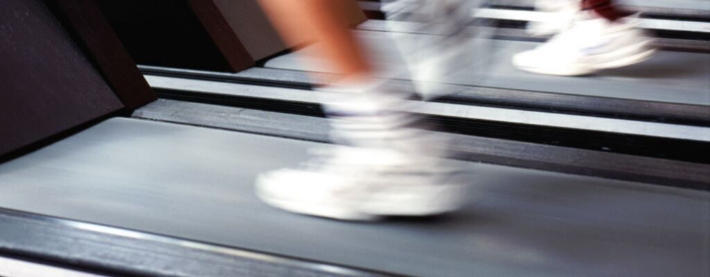 running on a treadmill
