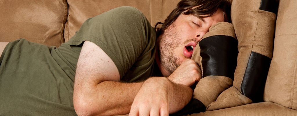 guy napping with mouth open